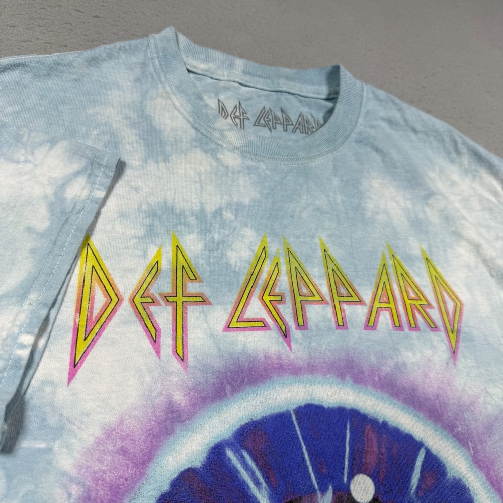 Def Leppard Adrenalize Tie Dye Graphic T-Shirt Blue Mens Small Rock Band Tee